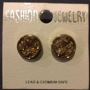 Gold Druzy Stud Earrings